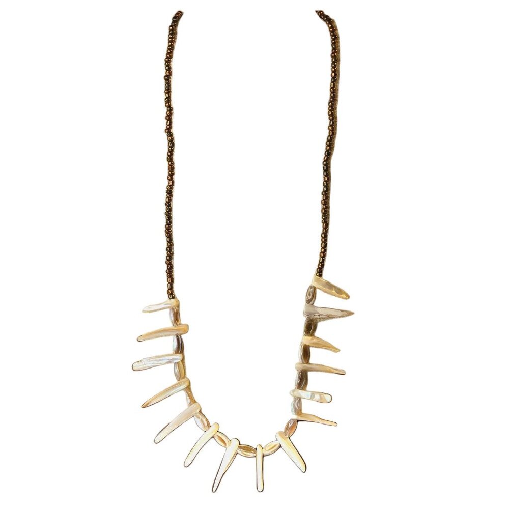 Handcrafted Bohemian Glass Spike Beaded Necklace With Toggle Clasp